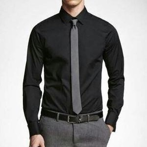 Foto Produk Kemeja Lengan Panjang Hitam Polos motif reguler Bahan Katun Halus dari jago busana