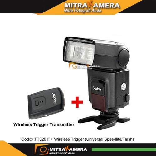 Foto Produk Godox TT520 II + Wireless Trigger (Universal SpeedliteFlash) - Hitam dari mitrakamera