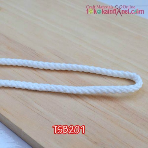 Foto Produk TSB201 Tali Sumbu / Tali Kur Kepang Putih uk 4mm (Per meter) dari Toko Kain Flanel dot com