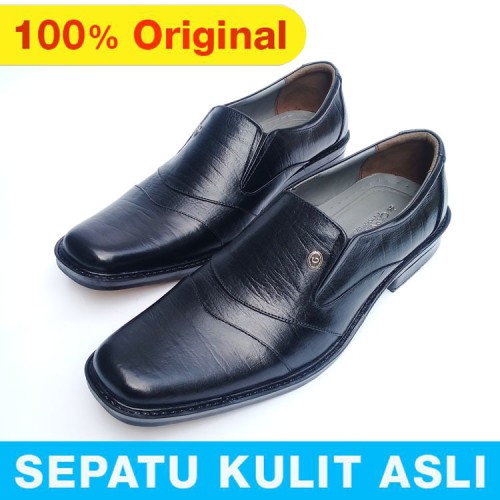 Foto Produk Sepatu Pantofel Pria Kulit Sapi Asli Gak Kulit Uang Kembali 178 - Hitam, 40 dari FDW GROSIR