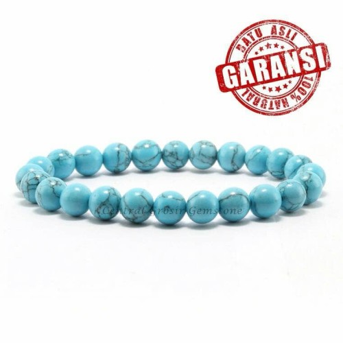 Foto Produk GELANG BATU NATURAL BLUE PERSIAN TURQOISE ORIGINAL 8mm dari Central Grosir Gemstone