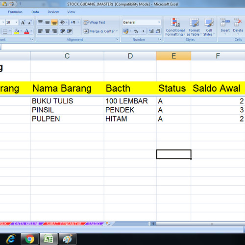 Stock Barang Excel Sekali