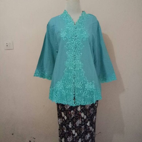 Foto Produk Kebaya Modern Encim Bordir Lengan Sesikut 7/8 Jumbo Big Size 5L Tosca dari Atha's