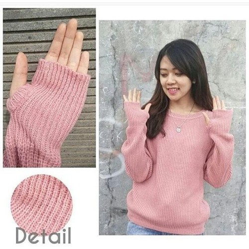 Foto Produk Sweater Rajut Roundhand Wanita Pink - HIJAU ARMY dari Sepian_Planet_Acc