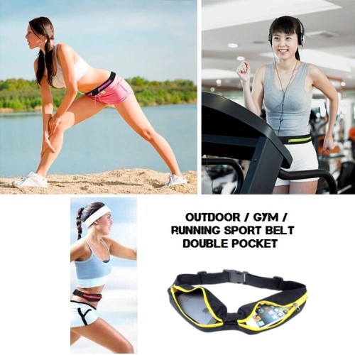 Foto Produk Waterproof Smart Double Pockets Running Belt / Sport,Outdoor,Gym Belt - BLACK dari Nidji Shop
