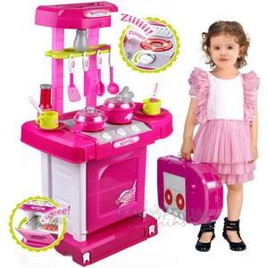 Foto Produk Mainan Anak Kitchen Set Koper Besar Pink / Mainan Masak-Masakan dari bobo baby shop
