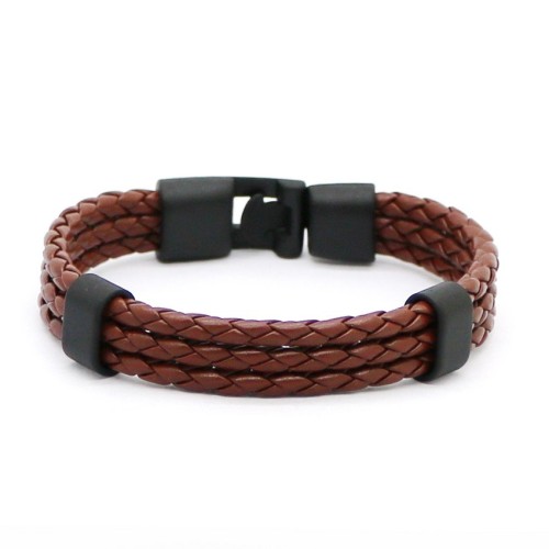Foto Produk GG083 Gelang Pria Kulit / Men Fashion Faux Bracelet Premium Quality - Cokelat dari Mooi Lashes