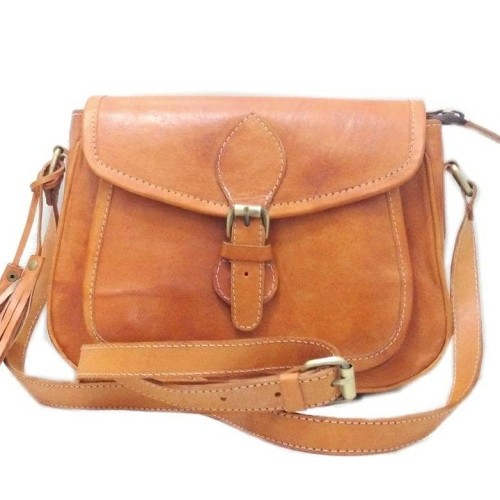 Foto Produk Tas selempang wanita kulit sapi asli coklat muda vintage korea kuat dari Fashion Kulit Sapi Asli