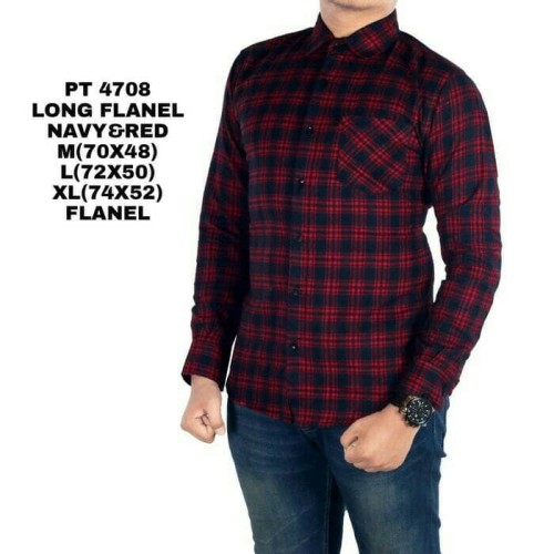 Foto Produk KEMEJA FLANEL PANEL PANJANG PRIA FORMAL KERJA MERAH dari MURAH BAROKAH KDS