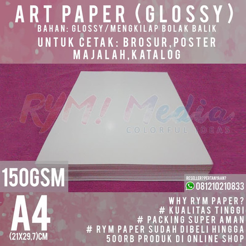 Jual Kertas Art Paper 150gsm A4 (1 rim/500 lembar) Jakarta Barat