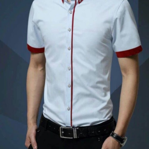 Foto Produk GANDY TORETTO KEMEJA PRIA LENGAN PENDEK SLIMFIT KASUAL FORMAL LEBARAN - Putih, S dari RisRus Apparel