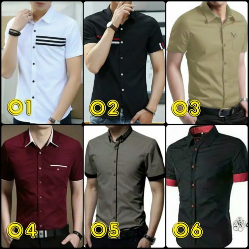 Foto Produk kemeja pria slim fit lengan pendek casual | pakaian cowok jaman now dari Rifa t-shirt
