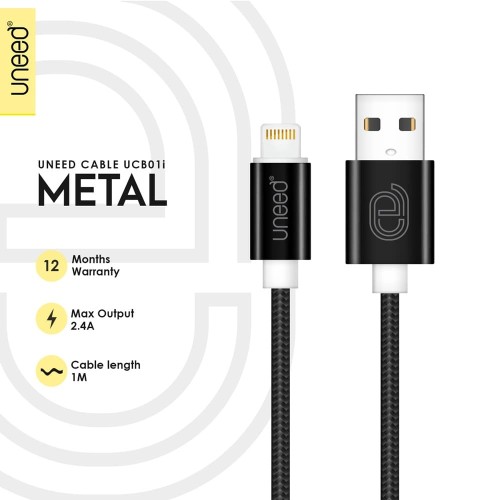Foto Produk Uneed Nylon Kabel Data Lightning USB Latest iOS Compatible - UCB01i - BLACK dari Uneed Indonesia