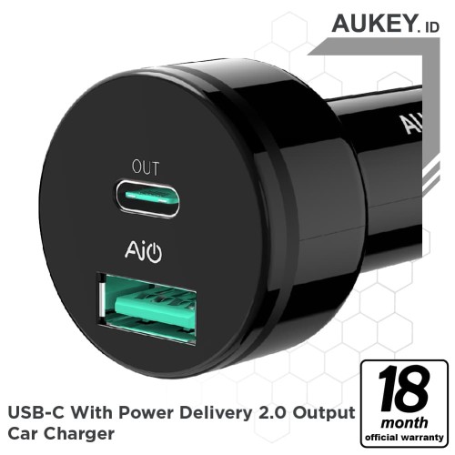 Foto Produk Aukey CC-Y7 USB C PD & Power Delivery 2.0 Output Car Charger dari AUKEY