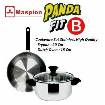 Foto Produk Maspion Panda Set Fit B Dutch Oven 18cm + Frypan 20cm Stainless Set dari Home-klik