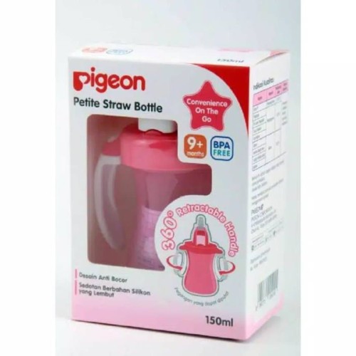 Foto Produk Pigeon Petite Straw Bottle 150ml Pink Cup | Botol Susu Gelas 150 ml dari bungkuz