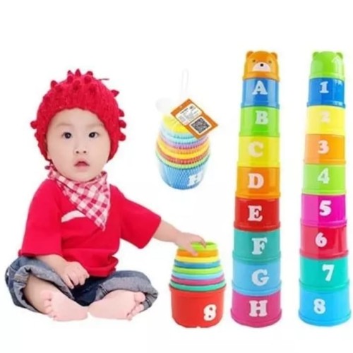 Foto Produk Mainan Edukasi Anak PUZZLE STACKING CUP/MAINAN SUSUN CANGKIR WARNA dari lovely kayy