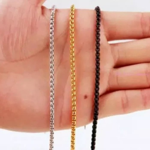 Foto Produk Kalung Pria Titanium Rantai Kotak Kalungnya Cowok Keren - Hitam dari Central Grosir Gemstone