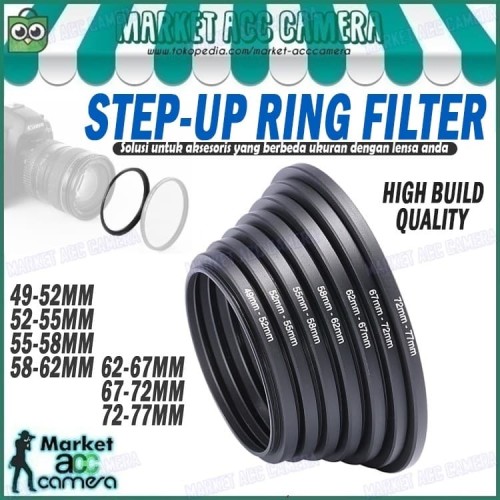 Foto Produk 1SET STEP UP RING FILTER 49mm/52mm/55mm/58mm/62mm/67mm/72mm/77mm dari Market ACC Camera