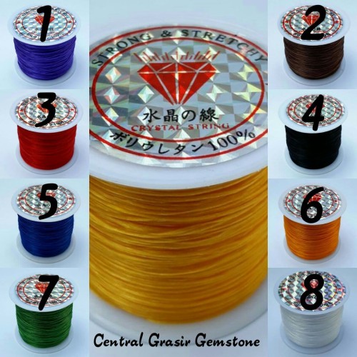 Foto Produk Tali Benang Karet Gelang Serat Super 60 Meter Elastis - Hitam dari Central Grosir Gemstone