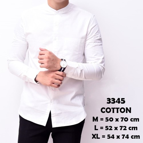 Foto Produk Baju Kemeja Lengan Panjang Casual Pria Putih Polos Slimfit 3244 - Putih, XL dari Virtual Custom Clothing
