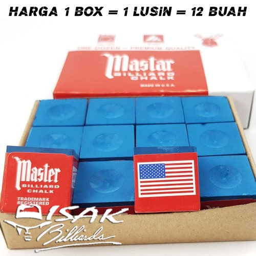 Foto Produk Master Chalk China KW - Box 12 pcs Kapur Biliar Billiard Cuk Bilyard dari ISAK Billiard Sport Co.