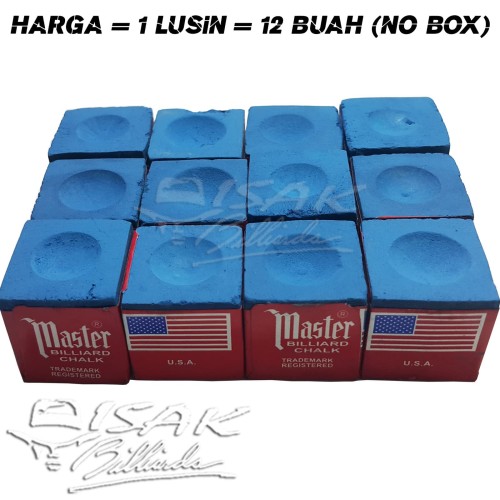 Foto Produk Master Chalk KW China - Blue 12 pc Kapur Biliar Billiard Cuk Bilyard dari ISAK Billiard Sport Co.