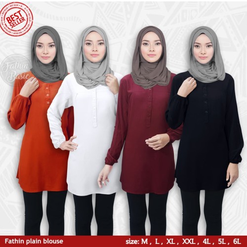 Foto Produk Blus muslim polos tunik baju atasan wanita / blouse jumbo / all size - Custom, XXL dari fathin.basic