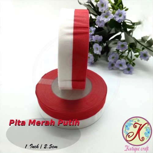 Foto Produk Pita Merah Putih 1 Inch / 2,5 cm per roll dari Kutique Craft
