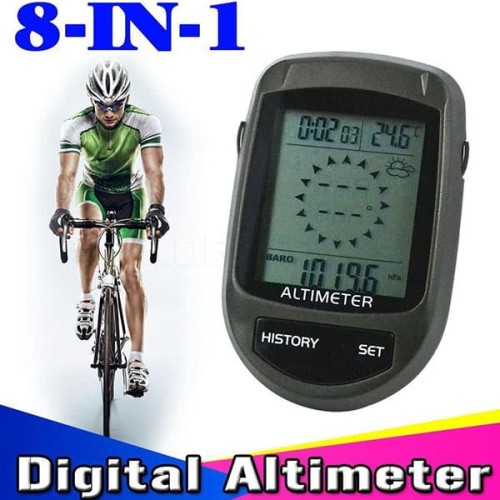 Foto Produk Altimeter 8 in 1 with Bicycle Holder Compass Barometer Time Digital dari HRDIK