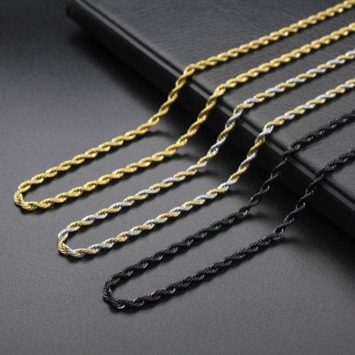 Foto Produk Kalung Titanium Original Gold Kombinasi Hitam Motif Tambang - Hitam dari Central Grosir Gemstone