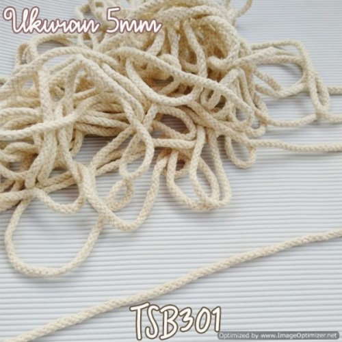 Foto Produk TSB301 (Per meter) Tali Sumbu / Tali Kepang Katun Cream 5mm dari Toko Kain Flanel dot com
