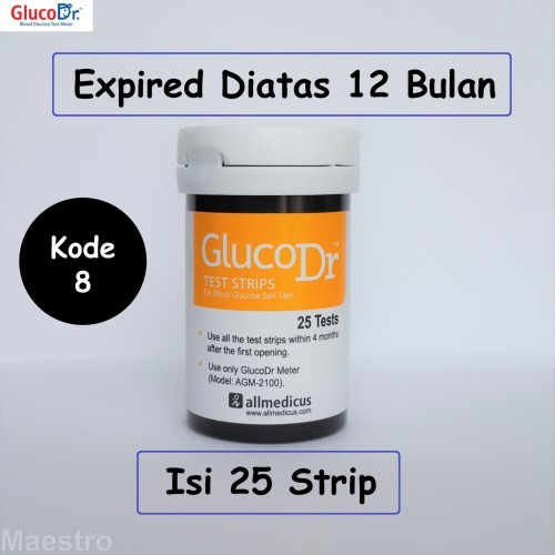 Foto Produk Strip GlucoDr Isi 25 BioSensor Gluco Dr Tes Gula Darah AGM-2100 25pcs dari Maestro Listrik