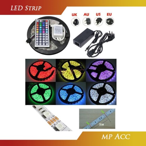 Foto Produk Led Strip Flexible Light Waterproof RGB 5M with 44 Key Remote Control dari aksesoris-iPhone