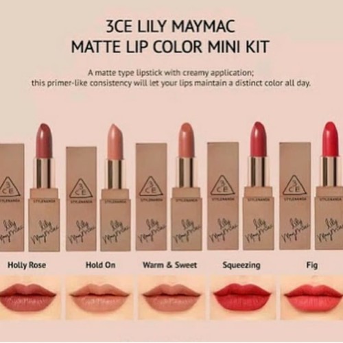 Foto Produk 3CE LilyMac x Lip color mini kit isi 5 lipstick dari Ressyer