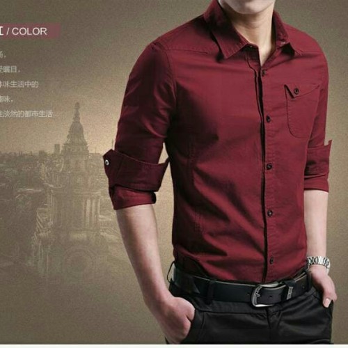 Foto Produk MILLER KEMEJA POLOS PRIA LENGAN PANJANG KEMEJA COWO FORMAL SLIM FIT - Maroon, XS dari FortKlass