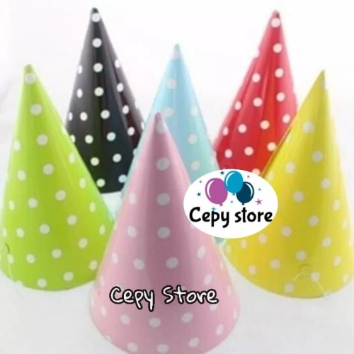 Foto Produk Topi Ulang Tahun Motif Polkadot - pink tua dari Cepy Store
