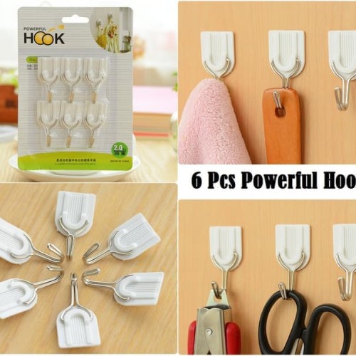 Foto Produk Cantolan isi 6 pcs Powerfull Hook Gantungan baju celana handuk Hooks S dari paffie shop