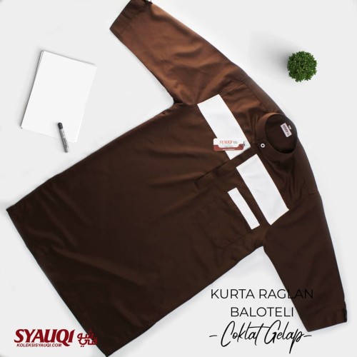 Foto Produk KURTA RAGLAN BALOTELI KOMBINASI COKLAT GELAP | Koleksi Syauqi - Coklat Gelap, M dari Koleksi Syauqi