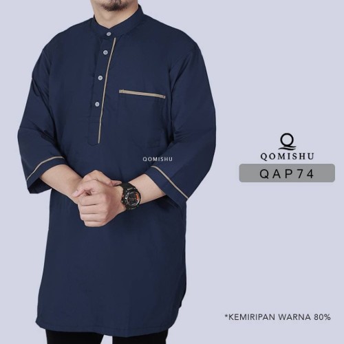 Foto Produk BIG SIZE Baju Koko Pakistan / Kurta Lengan 3/4 Gamis Pria XXL QAP 74 dari Gerai Ammar