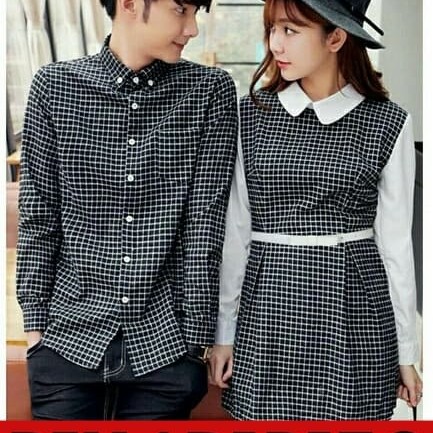 Foto Produk DRESS PASANGAN/DRESS COUPLE/BAJU COUPLE KEMEJA KOTAK MURAH KOREA - Hitam dari 1tanahabangcom