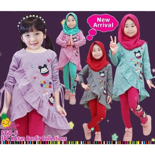 Foto Produk Baju Muslim Anak Perempuan Little Pineapple Tsum Katun Kotak Serut dari Franziska