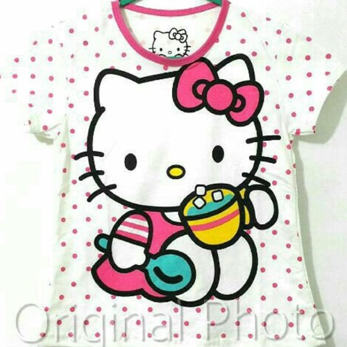 Foto Produk Baju Kaos Karakter Anak Perempuan Hello Kitty Polkadot Putih 1-6 dari Franziska