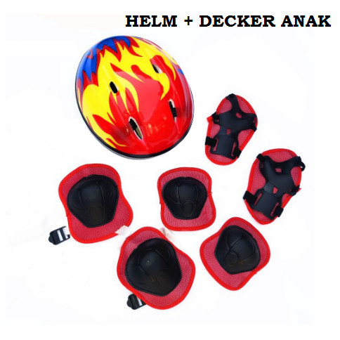 Jual Helm Deker Pelindung Siku Lutut Anak untuk Skate Sepeda - Merah