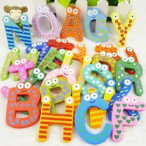 Foto Produk BP-005 Magnet Kulkas Bentuk Huruf Alfabet A-Z Bahan Kayu dari Evelniez Shop