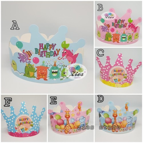 Foto Produk Topi ulang tahun anak / topi happy birthday bentuk mahkota aneka motif dari Zies store