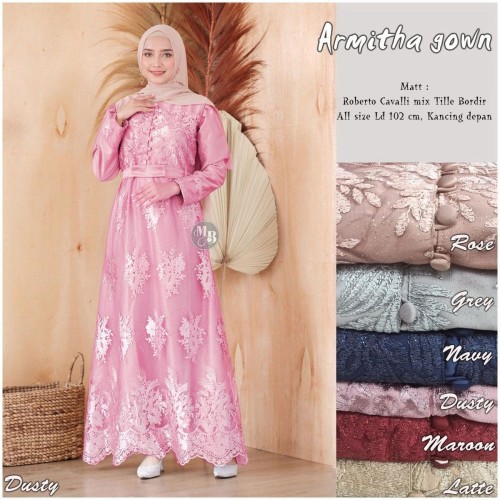 Foto Produk Baju dress gamis wanita cantik armitha gown tille bordir dari TABASAMA