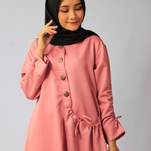Foto Produk Blous | Baju Wanita | Baju Murah Tunik Kantong Dusty Pink dari ASNstore.id