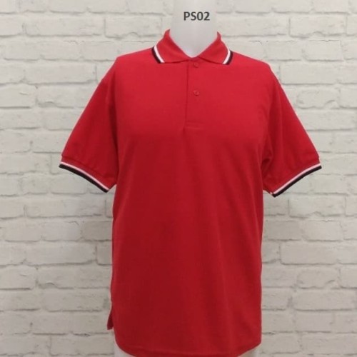 Foto Produk PROMO Polo Shirt Merah Lis Hitam Putih - Merah, M dari Raja Polo Shirt