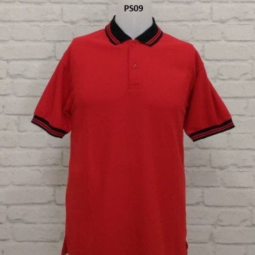 Foto Produk PROMO POLO SHIRT MERAH KERAH HITAM - Merah, M dari Raja Polo Shirt